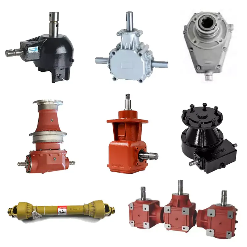 Agricultural gearbox designed for PTO shaft driven farm implements showing input shaft and mounting configuration